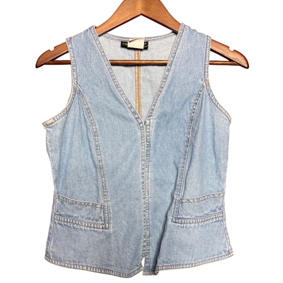 metrostyle Jackets & Blazers - Vintage Metrostyle Women 4 Light Wash Denim‎ Vest V-Neck Jean Top 90s Y2K Blue